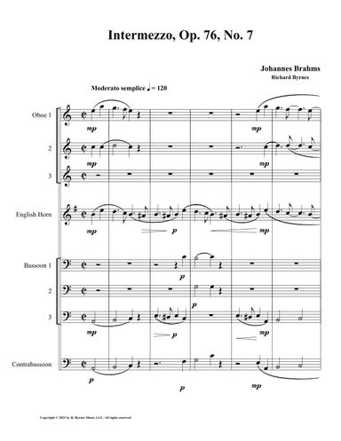 Intermezzo, Op. 76, No. 7 (Double Reed Octet) (arr. Richard Byrnes)
