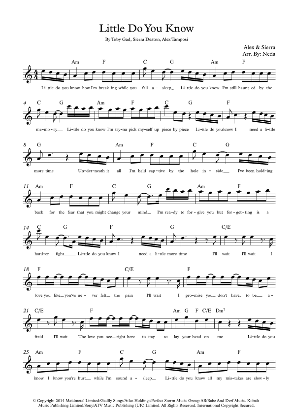 Little Do You Know (arr. Arr. Neda)