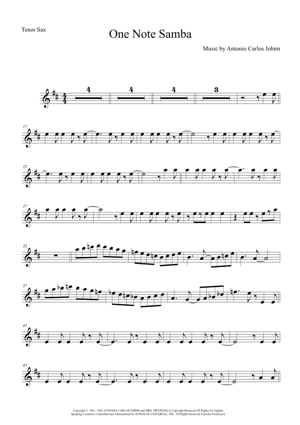 One Note Samba (samba De Uma Nota So) (arr. Anderson Quevedo)