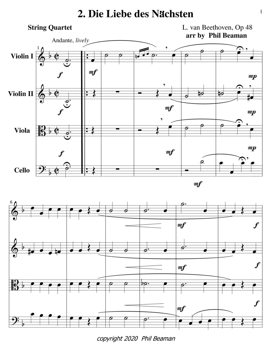 Die Liebe des Nachsten-Beethoven-String quartet (arr. Phil Beaman)