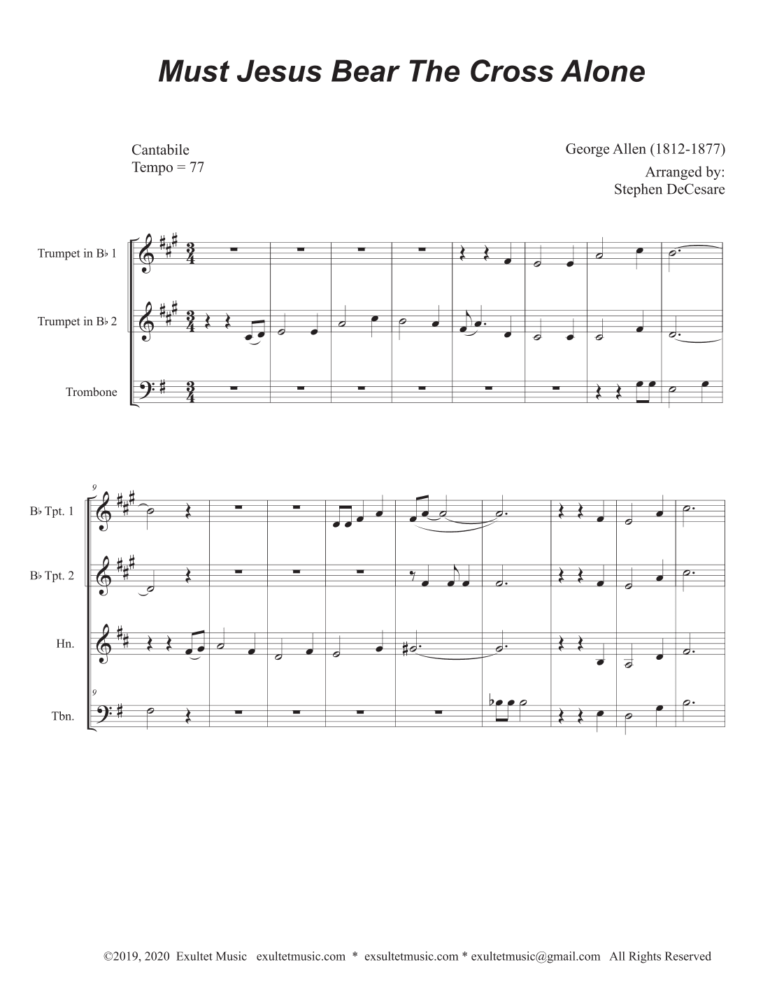 Must Jesus Bear The Cross Alone (Brass Quartet and Piano) (arr. Stephen DeCesare)