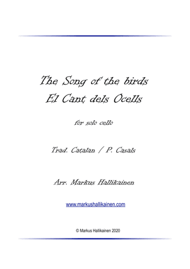 The Song of the birds / El Cant dels Ocells (arr. Markus Hallikainen)
