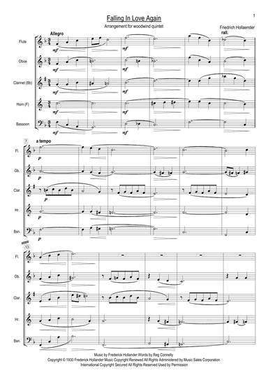 Falling In Love Again (arr. Edition Maulwurf)