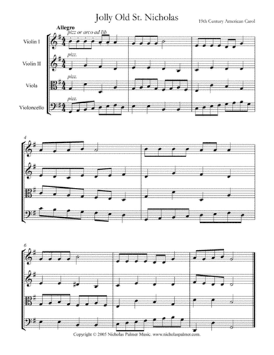 Jolly old Saint Nicholas - easy string quartet (arr. Nicholas Palmer)