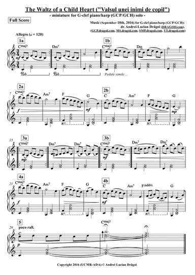 The Waltz of a Child's Heart ("Valsul unei inimi de copil") - miniature for G-clef piano/harp (GCP/G
