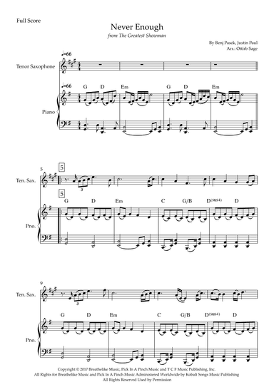 Never Enough (arr. Ottirb Sage)