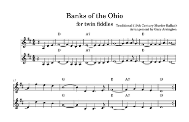 Banks of the Ohio for Twin Fiddles (arr. Gary H Arrington)