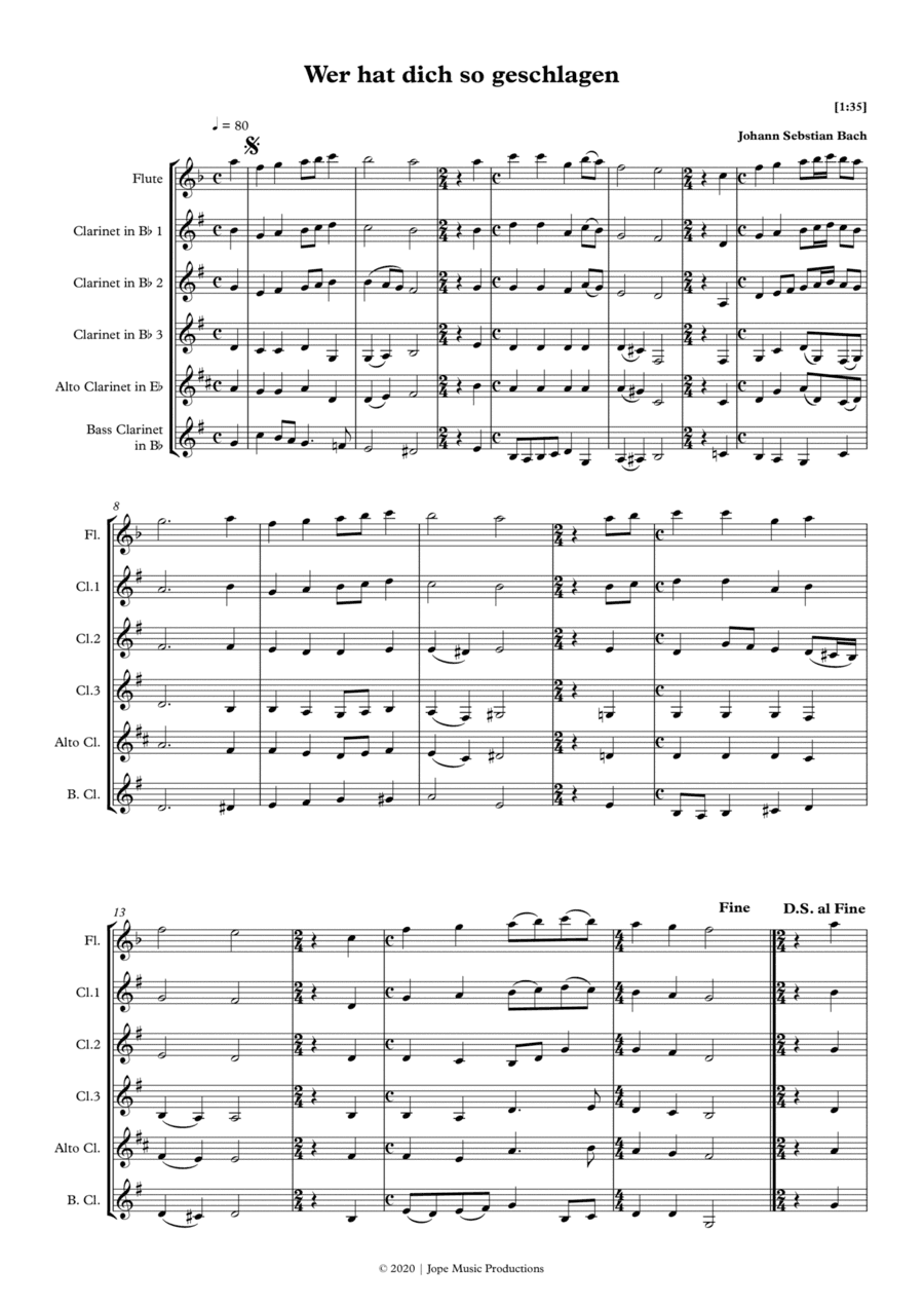 Wer hat dich so geschlagen - J.S. Bach (arr. Jope)