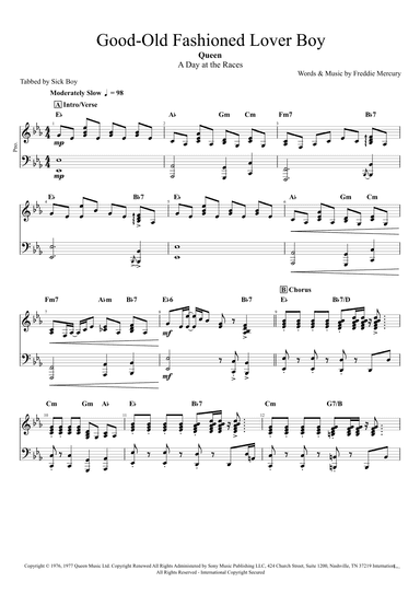 Good Old-fashioned Lover Boy (arr. Sick Boy)