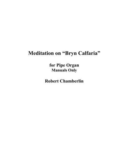 Meditation on "Bryn Calfaria" for Pipe Organ (arr. Robert Chamberlin)