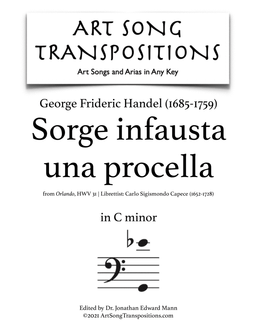 HANDEL: Sorge infausta una procella (transposed to C minor) (arr. ArtSongTranspositions.com)