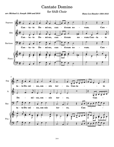 Cantate Domino ~ Hans Leo Hassler (arr. Michael A. Joseph)