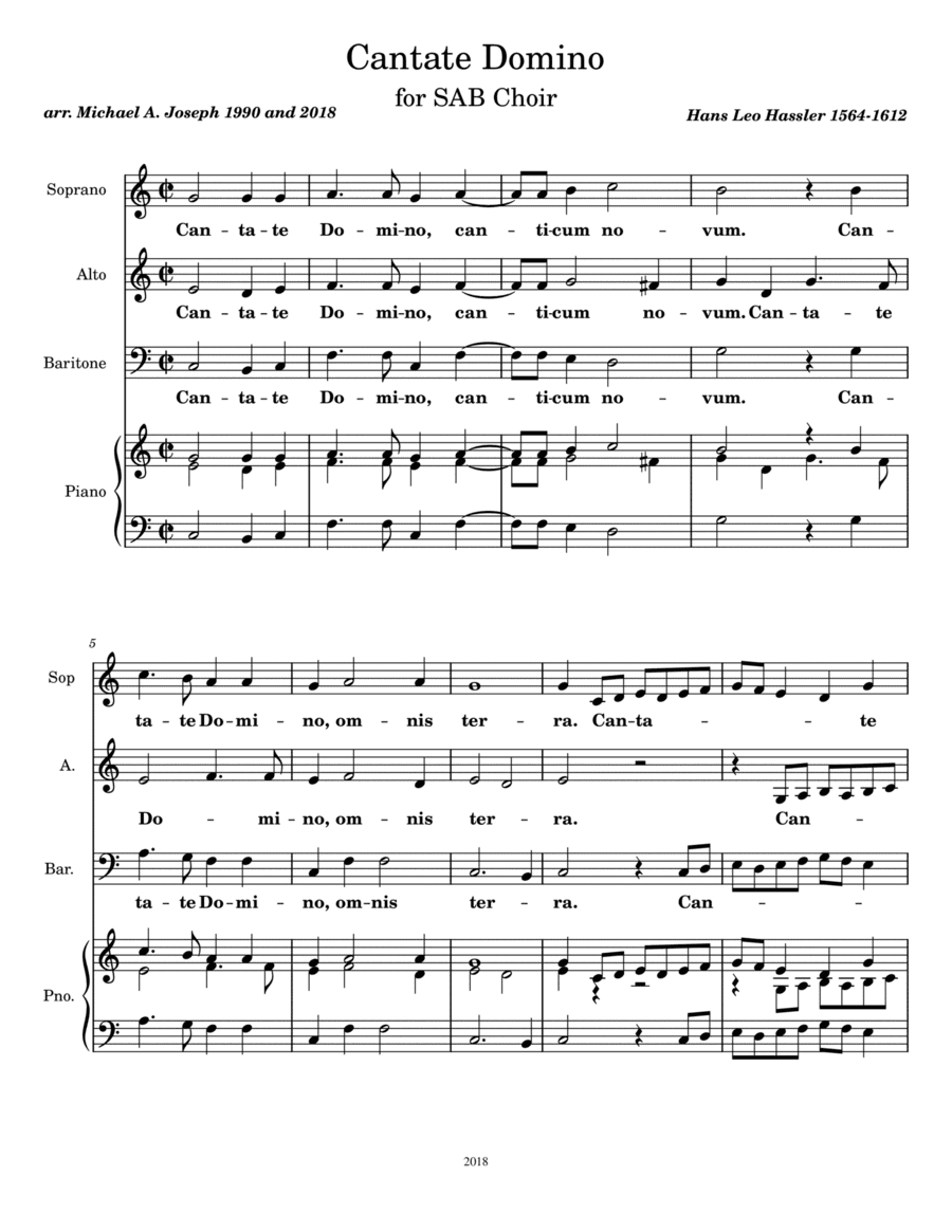 Cantate Domino ~ Hans Leo Hassler (arr. Michael A. Joseph)