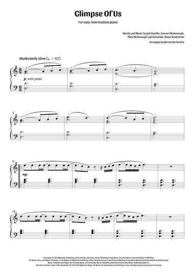 Glimpse Of Us (arr. Bernardo Pereira)
