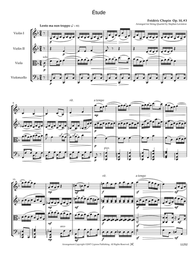 Etude Opus 10 No. 3 (arr. Stephen Levintow)