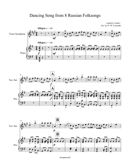 Dancing Song from 8 Russian Folksongs (arr. Nick Lacanski)
