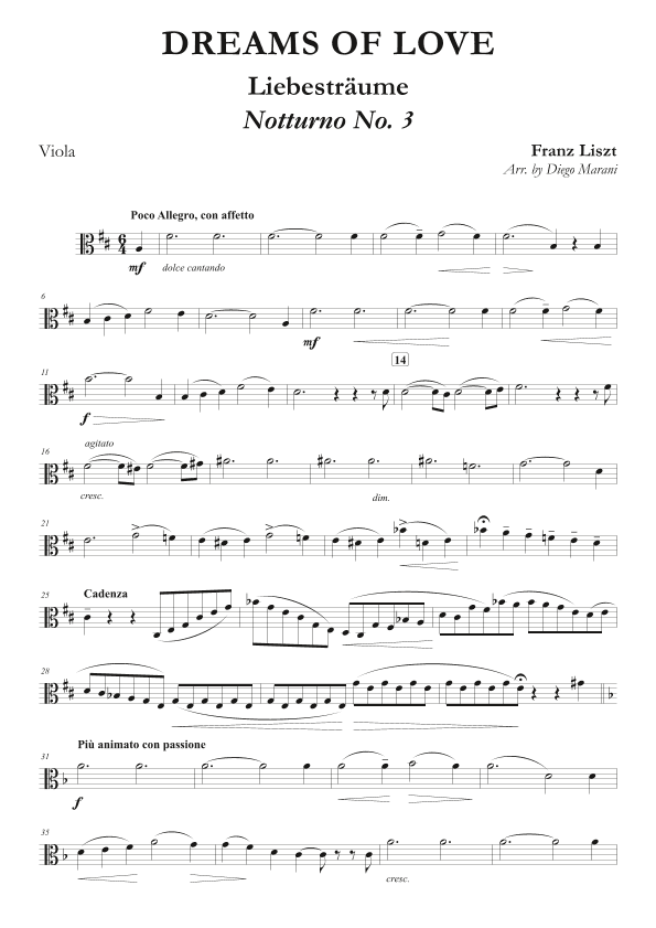 Dreams of Love No. 3 for Viola and Piano (arr. Diego Marani)