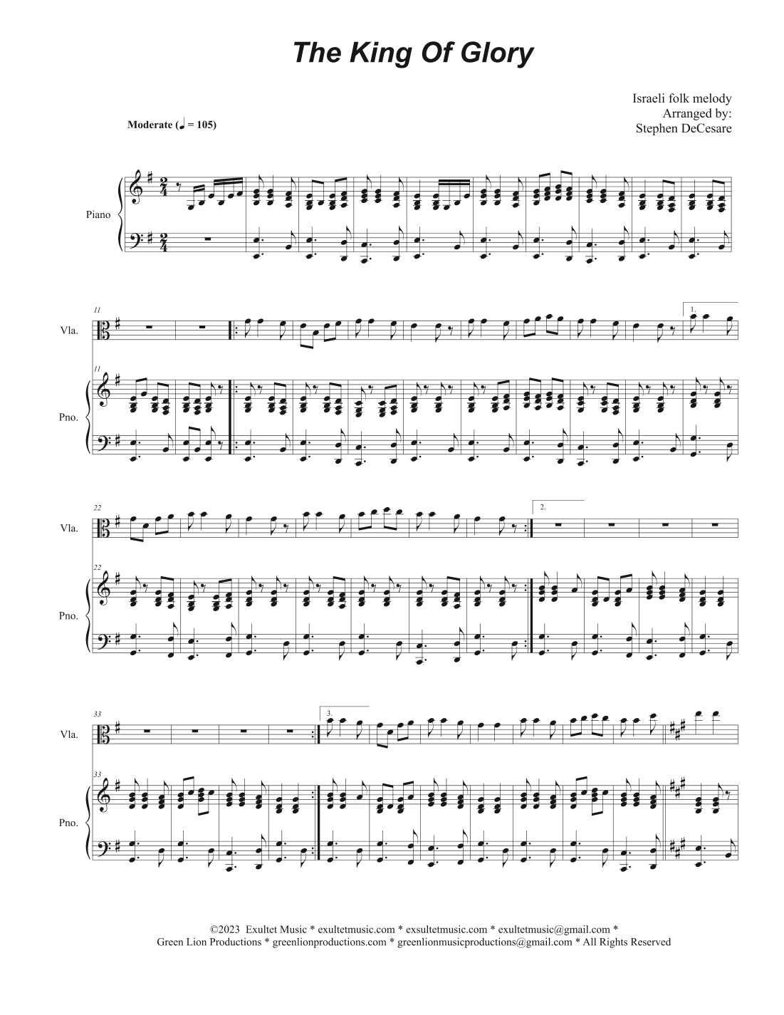 The King Of Glory (Viola solo and Piano) (arr. Stephen DeCesare)