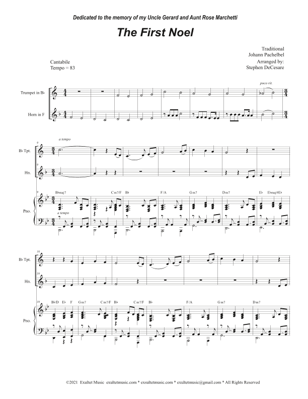 The First Noel (Duet for Bb-Trumpet and French Horn) (arr. Stephen DeCesare)