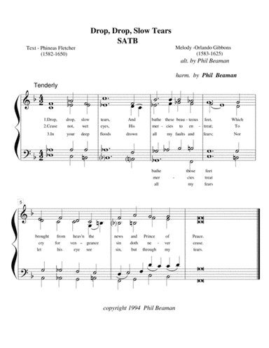 Drop, Drop, Slow Tears - SATB (arr. Phil Beaman)