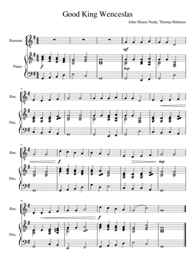 Good King Wenceslas - Bassoon and Piano (arr. Kacie J. Rickells)