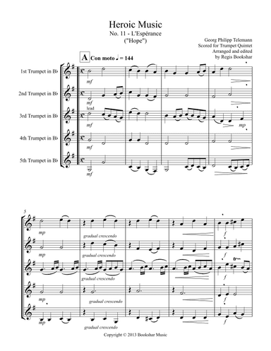 Heroic Music - No. 11. L'Esperance (F) (Trumpet Quintet) (arr. Regis Bookshar)