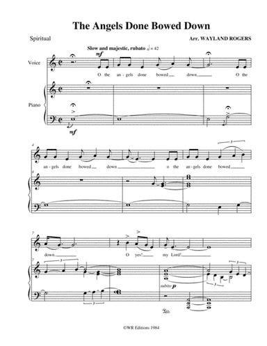 Oh, the Angels Done bowed Down (Five Negro Spirituals) (arr. WR Editions)