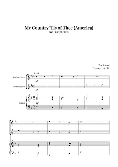 My Country 'Tis of Thee (America) (arr. GDJ)