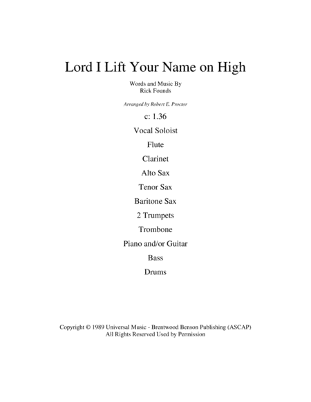 Lord, I Lift Your Name On High (arr. Robert E. Proctor)