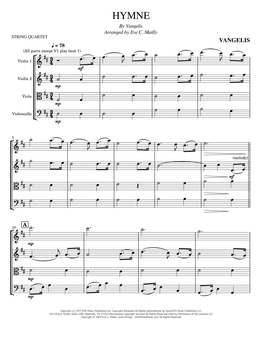 Hymne (arr. Eve C. Mailly - Zene Strings)