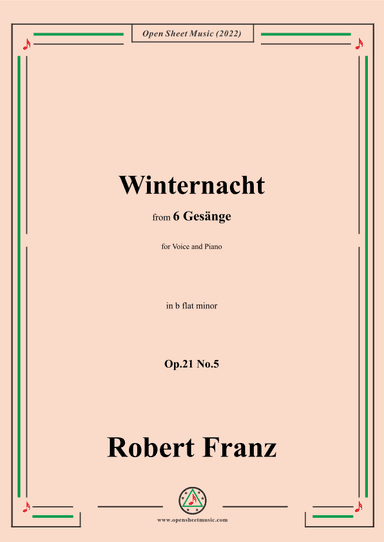 Franz-Winternacht,in b flat minor,Op.21 No.5,for Voice and Piano (arr. OSM Press)