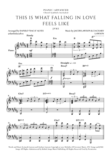 This Is What Falling In Love Feels Like (arr. Danilo "Daca" Alves)