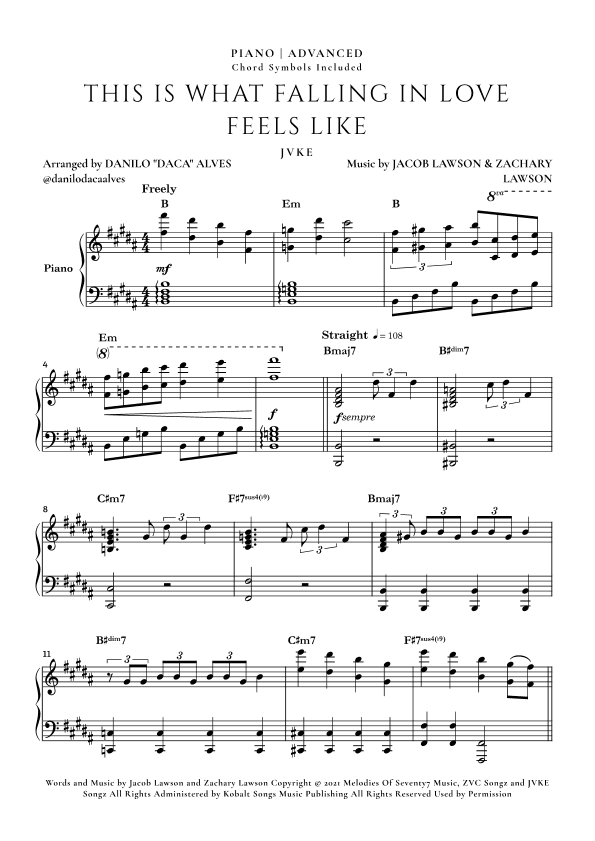 This Is What Falling In Love Feels Like (arr. Danilo "Daca" Alves)