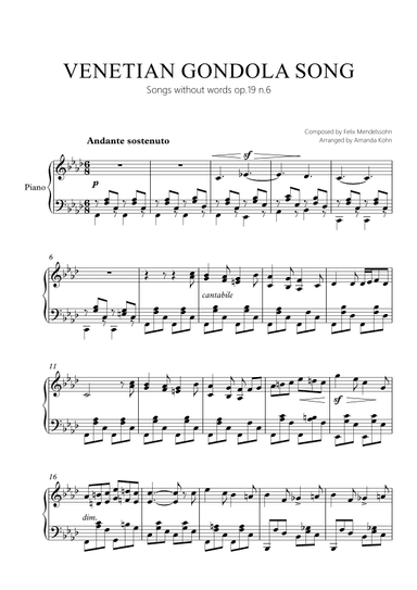 Venetian Gondola song op.19 n.6 - Fm (arr. Amanda Kohn)