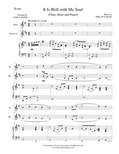 IT IS WELL WITH MY SOUL (Trio - Flute, Horn and Piano with Parts) (arr. Gary Lanier)