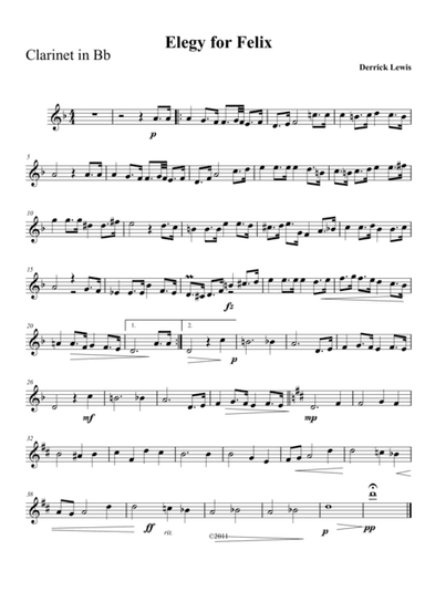Elegy for Felix--Clarinet/Piano