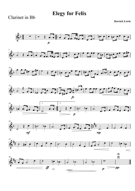 Elegy for Felix--Clarinet/Piano