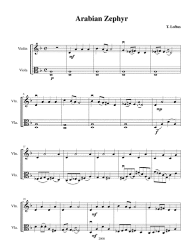 Arabian Zephyr - Violin/Viola duet