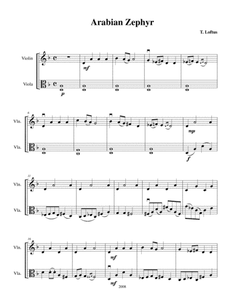 Arabian Zephyr - Violin/Viola duet