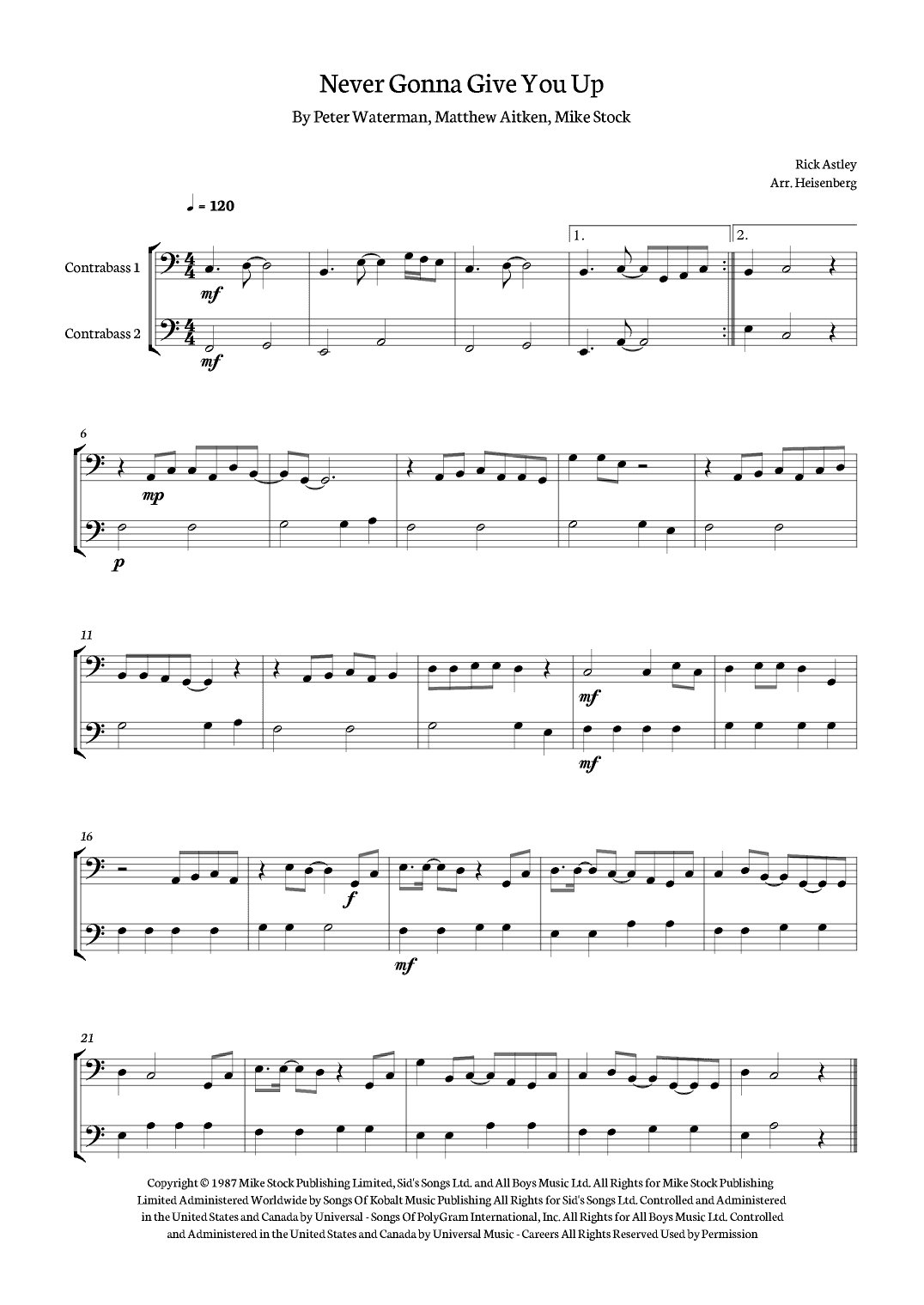 Never Gonna Give You Up (arr. Heisenberg)