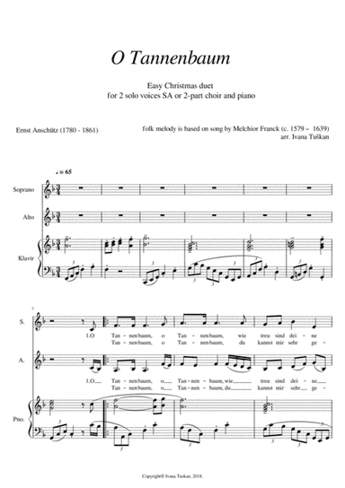 O Tannenbaum, for SA voices and piano F major (arr. Ivana Tuskan)