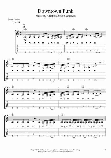 Downtown Funk (Solo Guitar Tablature)