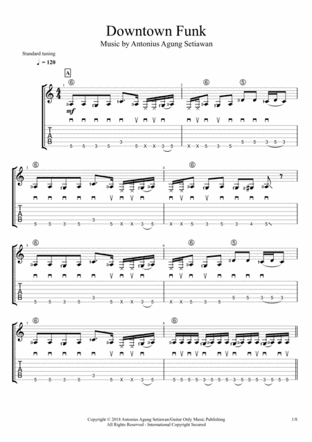 Downtown Funk (Solo Guitar Tablature)