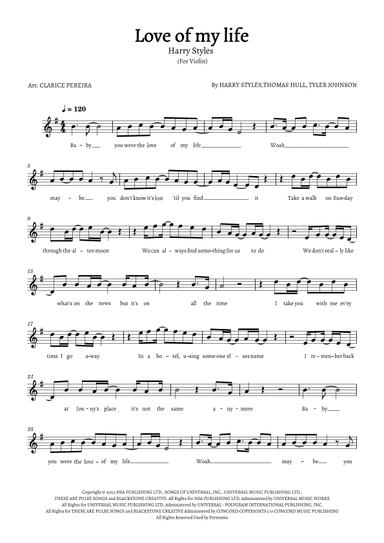Love Of My Life (arr. Clarice Pereira)