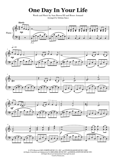 One Day In Your Life (arr. Sabrina Junca)