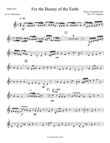 For The Beauty Of The Earth (arr. Robert Whitehead)