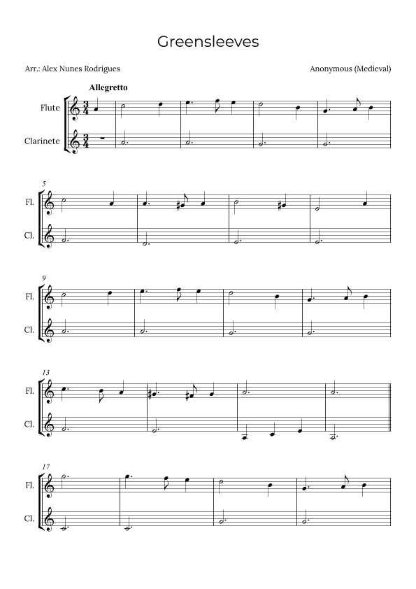 Greensleeves (arr. Alex Nunes Rodrigues)