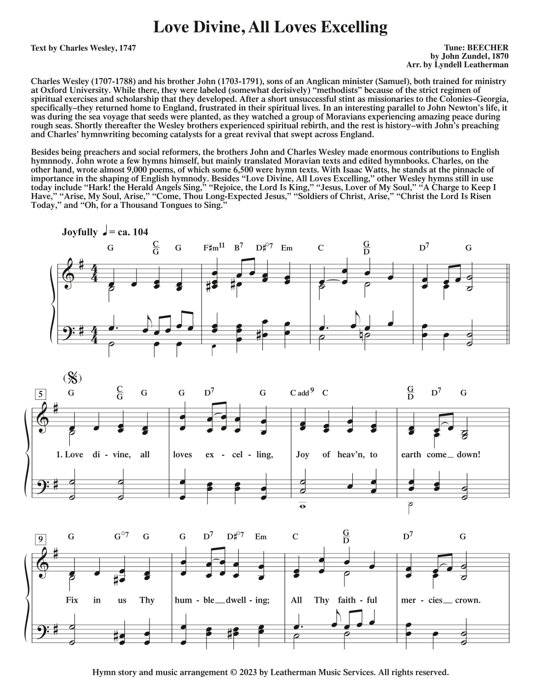 Love Divine, All Loves Excelling (arr. Lyndell Leatherman)