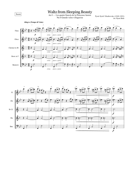 Waltz from Sleeping Beauty (for woodwind quintet) (arr. Ryan Betts)