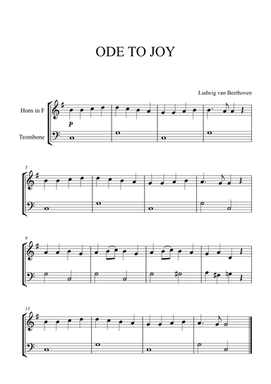 Beethoven - Ode to Joy for French Horn and Trombone (arr. Cadenza Editions)